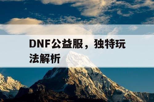 DNF公益服，独特玩法解析