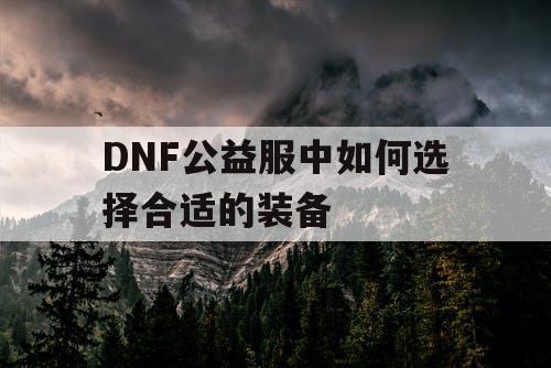 DNF公益服中如何选择合适的装备