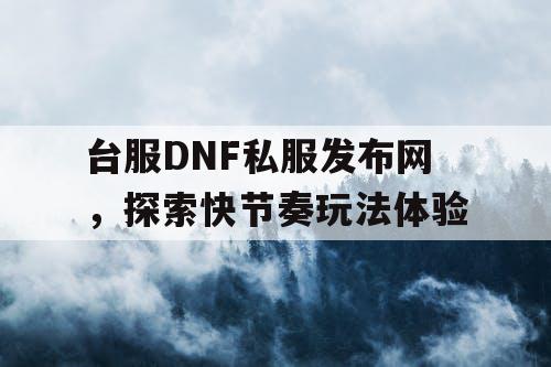 台服DNF私服发布网，探索快节奏玩法体验