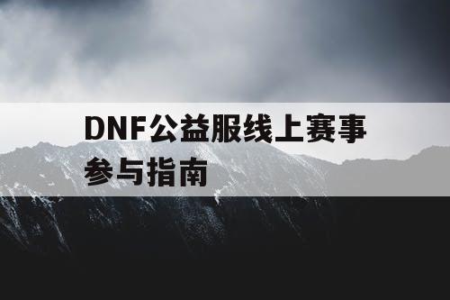 DNF公益服线上赛事参与指南