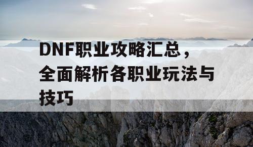 DNF职业攻略汇总	，全面解析各职业玩法与技巧