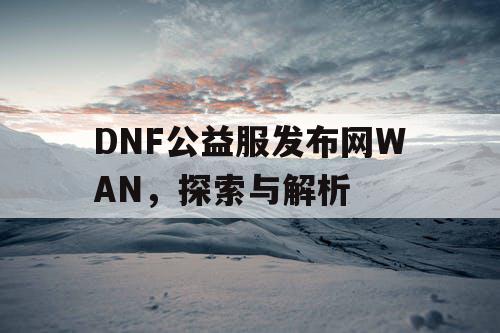 DNF公益服发布网WAN，探索与解析