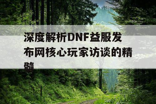 深度解析DNF益服发布网核心玩家访谈的精髓