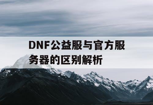 DNF公益服与官方服务器的区别解析