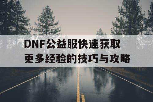 DNF公益服快速获取更多经验的技巧与攻略