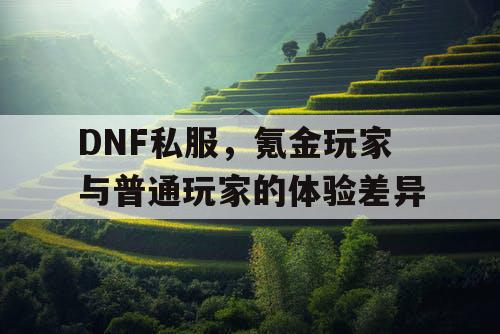 DNF私服	，氪金玩家与普通玩家的体验差异