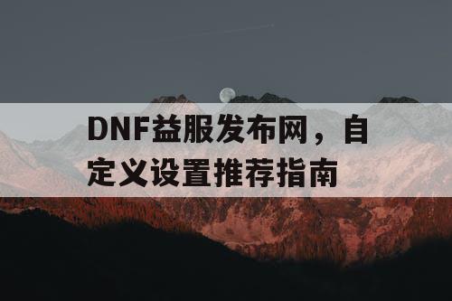 DNF益服发布网，自定义设置推荐指南