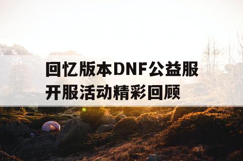 回忆版本DNF公益服开服活动精彩回顾