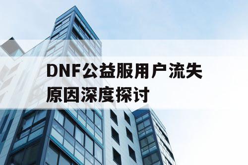 DNF公益服用户流失原因深度探讨