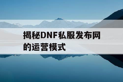 揭秘DNF私服发布网的运营模式