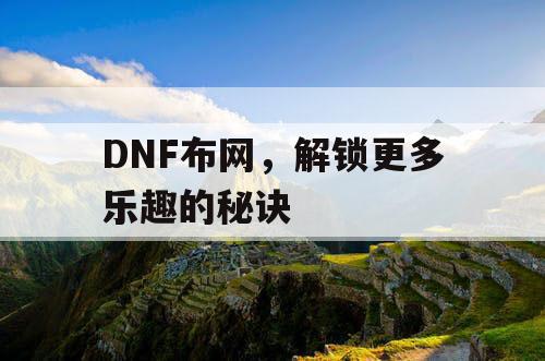 DNF布网，解锁更多乐趣的秘诀