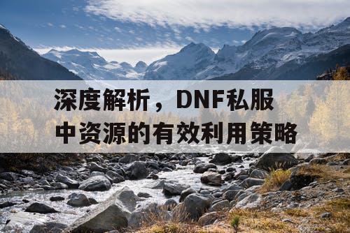 深度解析，DNF私服中资源的有效利用策略