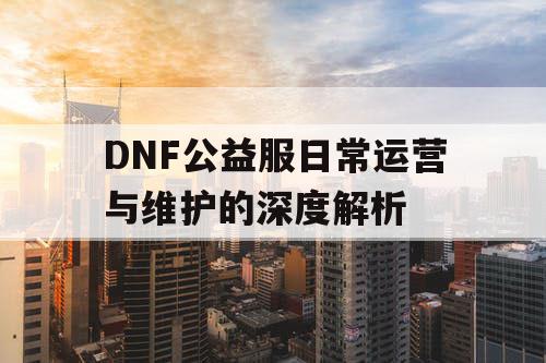 DNF公益服日常运营与维护的深度解析