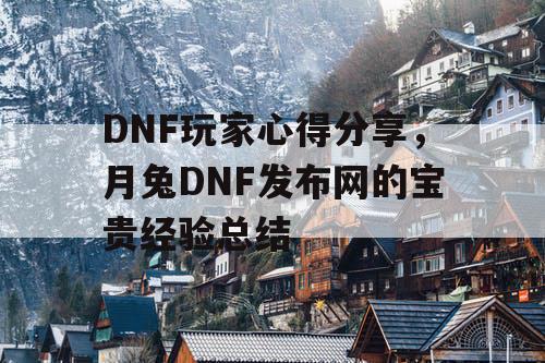 DNF玩家心得分享，月兔DNF发布网的宝贵经验总结