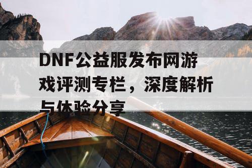 DNF公益服发布网游戏评测专栏，深度解析与体验分享