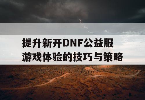 提升新开DNF公益服游戏体验的技巧与策略