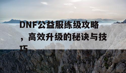 DNF公益服练级攻略，高效升级的秘诀与技巧