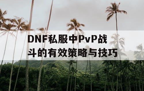 DNF私服中PvP战斗的有效策略与技巧