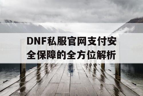 DNF私服官网支付安全保障的全方位解析