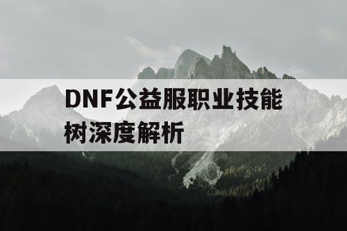 DNF公益服职业技能树深度解析