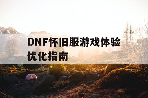 DNF怀旧服游戏体验优化指南