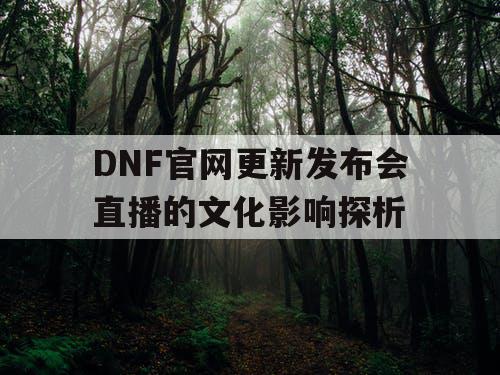 DNF官网更新发布会直播的文化影响探析