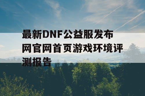 最新DNF公益服发布网官网首页游戏环境评测报告