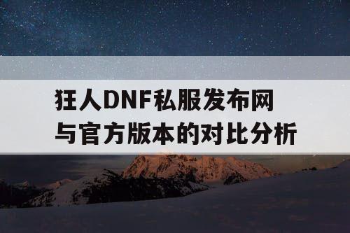 狂人DNF私服发布网与官方版本的对比分析