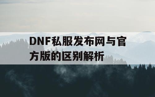 DNF私服发布网与官方版的区别解析