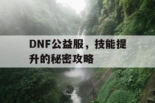 DNF公益服，技能提升的秘密攻略