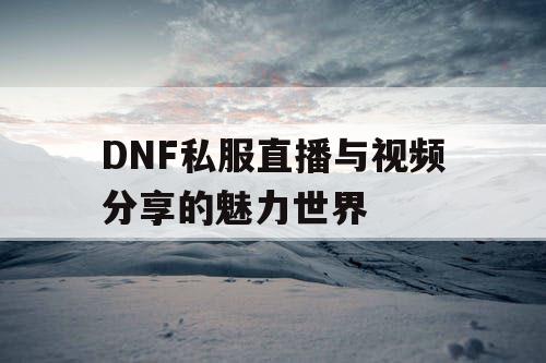 DNF私服直播与视频分享的魅力世界