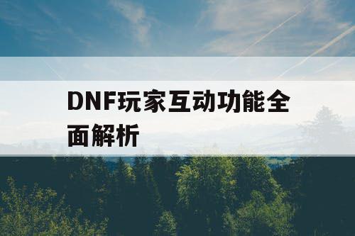 DNF玩家互动功能全面解析