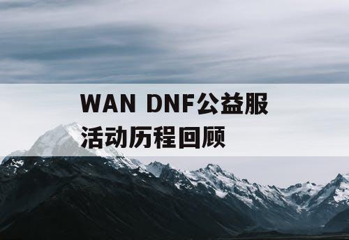 WAN DNF公益服活动历程回顾