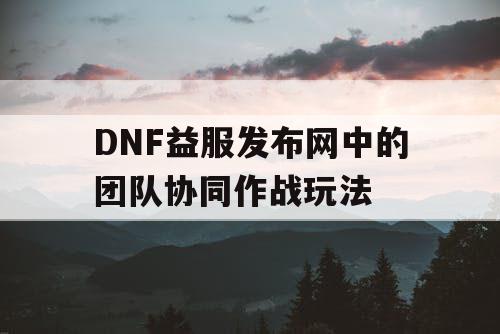 DNF益服发布网中的团队协同作战玩法