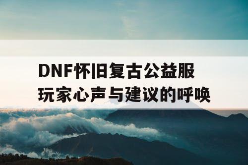 DNF怀旧复古公益服玩家心声与建议的呼唤