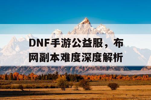 DNF手游公益服，布网副本难度深度解析