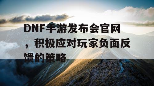 DNF手游发布会官网	，积极应对玩家负面反馈的策略