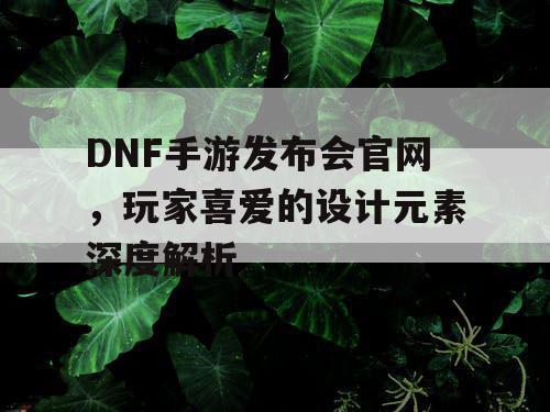 DNF手游发布会官网	，玩家喜爱的设计元素深度解析