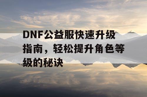 DNF公益服快速升级指南，轻松提升角色等级的秘诀