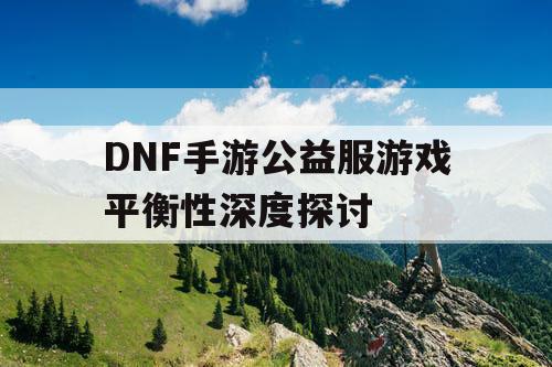 DNF手游公益服游戏平衡性深度探讨