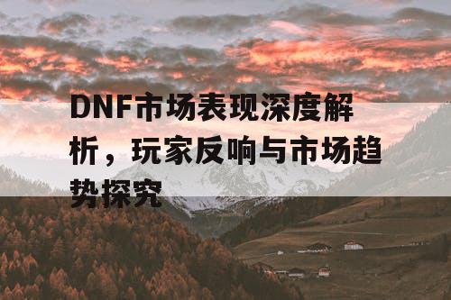 DNF市场表现深度解析，玩家反响与市场趋势探究