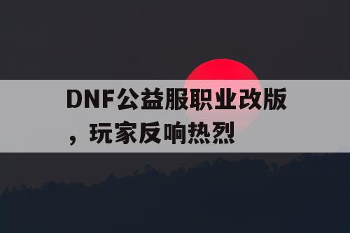 DNF公益服职业改版	，玩家反响热烈