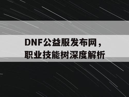 DNF公益服发布网，职业技能树深度解析