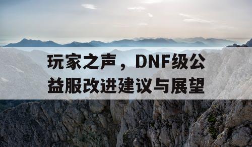 玩家之声，DNF级公益服改进建议与展望