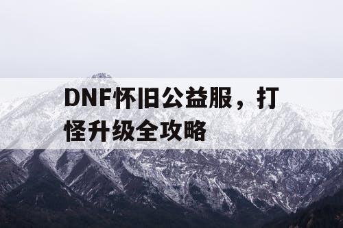 DNF怀旧公益服	，打怪升级全攻略