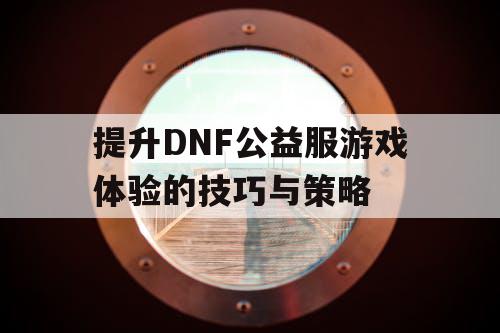 提升DNF公益服游戏体验的技巧与策略