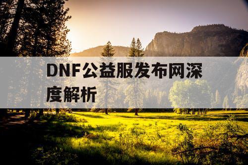 DNF公益服发布网深度解析