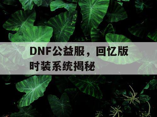 DNF公益服	，回忆版时装系统揭秘