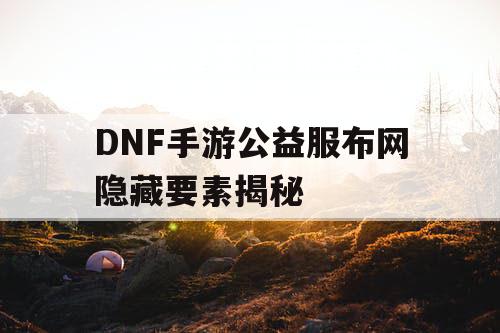 DNF手游公益服布网隐藏要素揭秘