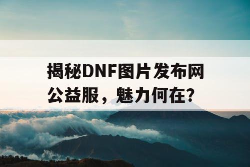 揭秘DNF图片发布网公益服，魅力何在？